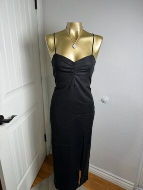 ZARA Black Spaghetti Strap Maxi Dress - Elegant Slip Style